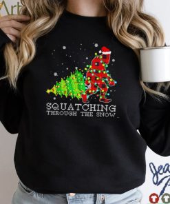 Bigfoot Sasquatch through the snow Christmas 2022 shirt