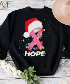 Breast Cancer Christmas Santa Pink Ribbon light Hope Shirt