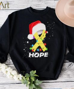 Breast Cancer Christmas Santa Yellow Ribbon light Hope Shirt