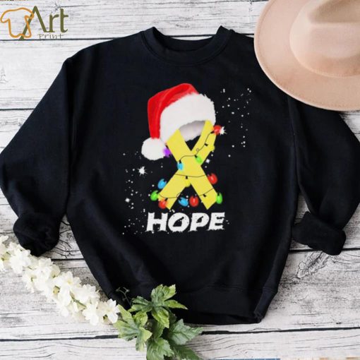 Breast Cancer Christmas Santa Yellow Ribbon light Hope Shirt