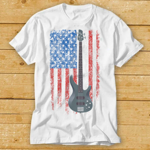 Electric Guitar USA American Flag T Shirt