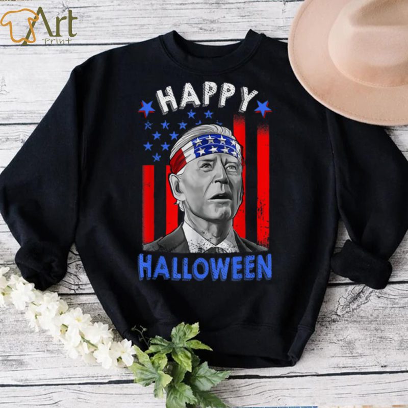 Funny Joe Biden Happy Halloween US Flag 4th Of July T Shirt B0B185WJ6Q