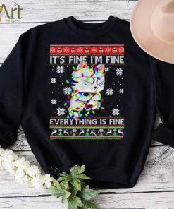 Funny grumpy cat black cat it’s fine I’m fine everything is fine ugly shirt