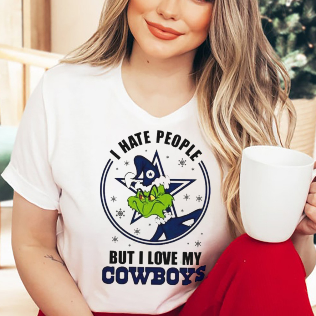 I Hate People But I Love Cowboy Dallas Grinch Football Merry Christmas shirt