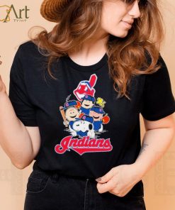 MLB Cleveland Indians Snoopy Charlie Brown Woodstock The Peanuts Movie Baseball Shirt