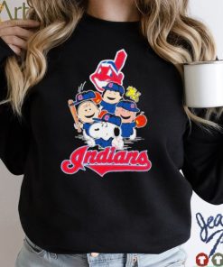 MLB Cleveland Indians Snoopy Charlie Brown Woodstock The Peanuts Movie Baseball Shirt