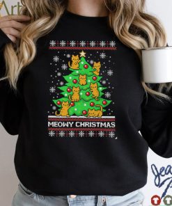 Meowy Merry Christmas tree cat lover ugly shirt