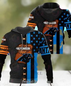 NFL Carolina Panthers Specialized Design With Flag Mix Harley Davidson 3D Hoodie
