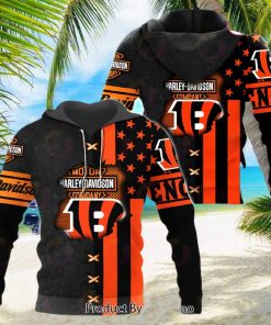 NFL Cincinnati Bengals Specialized Design With Flag Mix Harley Davidson 3D Hoodie