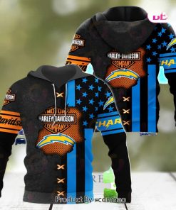 NFL Los Angeles Chargers Specialized Design With Flag Mix Harley Davidson 3D Hoodie