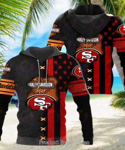 NFL San Francisco 49ers Specialized Design With Flag Mix Harley Davidson 3D Hoodie