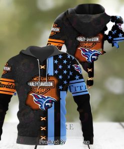 NFL Tennessee Titans Specialized Design With Flag Mix Harley Davidson 3D Hoodie