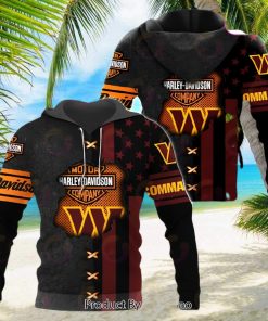NFL Washington Redskins Specialized Design With Flag Mix Harley Davidson 3D Hoodie