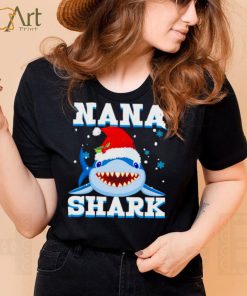 Nana Shark Santa Hat Merry Christmas shirt