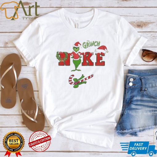 Santa Grinch Nike Candy Christmas Shirt