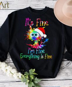 Tie Dye cat Santa hat it’s fine everything is fine shirt