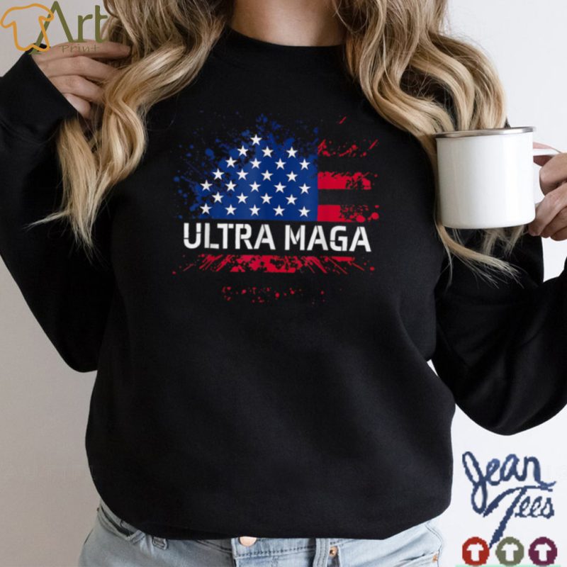 Ultra MAGA Anti Joe Biden American Flag Proud Ultra Maga T Shirt B0B186KXBB