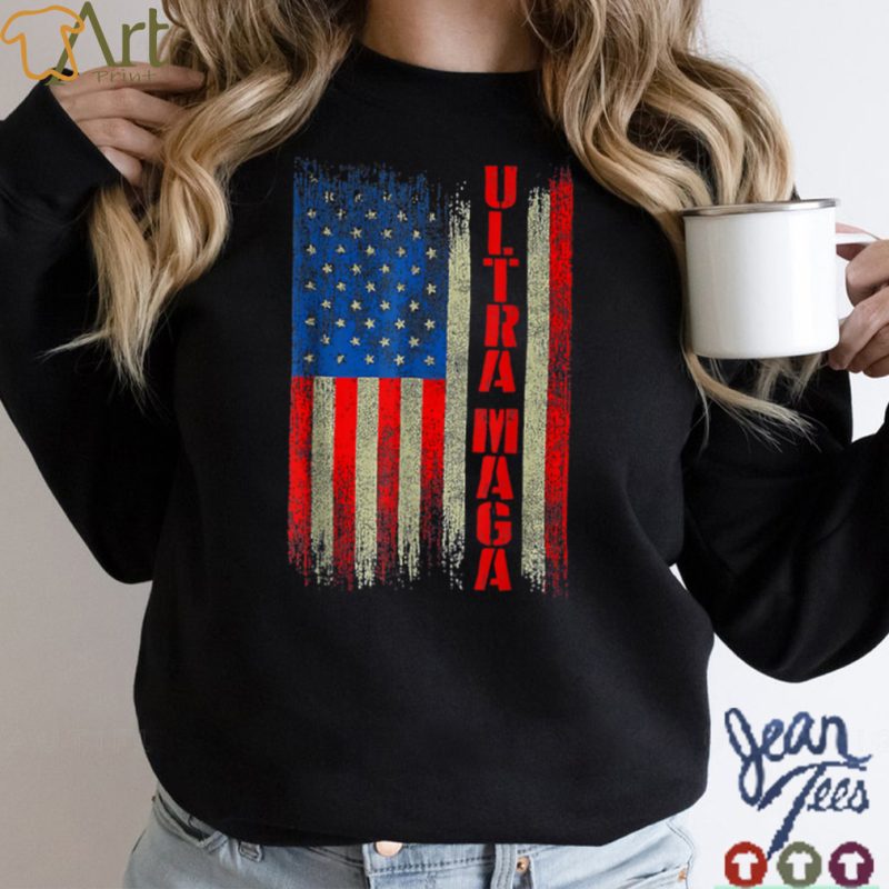 Ultra MAGA Funny Anti Joe Biden American US Flag Vintage T Shirt B0B186RZKP