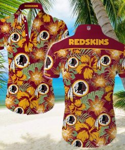 Washington Redskins Flower Red Shirt Hawaiian Summer Beach Shirt Full Print