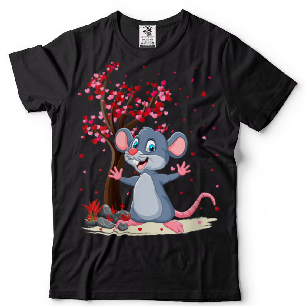 Womens Rat Lover Funny Heart Tree Rat Valentine's Day V Neck T Shirt