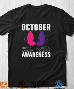 Funny Breast Cancer And Domestic Violence Awareness Butterfly T Shirt