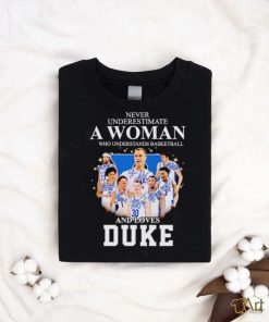 never underestimate a woman who understands basketball and loves duke shirt sweater
