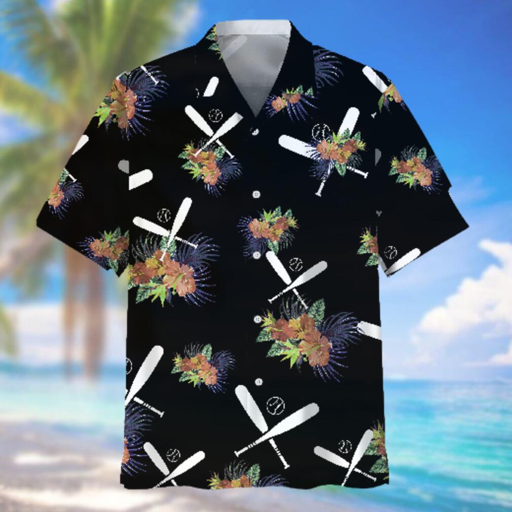Baseball Hawaiian Nature Black Hawaiian Shirt