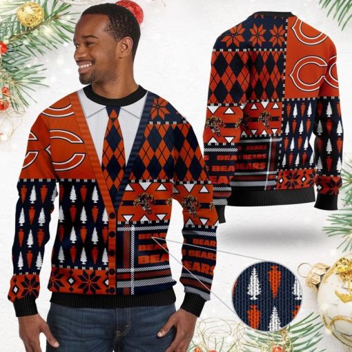 Chicago Bears NFL American Football Team Cardigan Style 3D Men And Women Ugly Sweater Shirt For Sport Lovers On Christmas Days 1