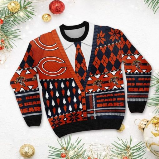 Chicago Bears NFL American Football Team Cardigan Style 3D Men And Women Ugly Sweater Shirt For Sport Lovers On Christmas Days 2