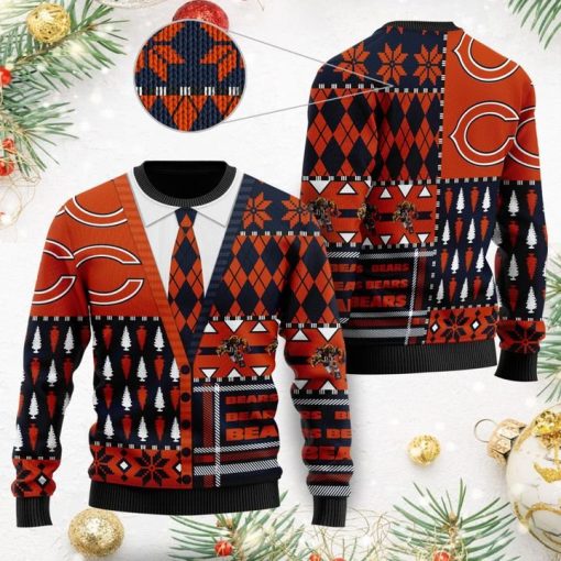 Chicago Bears NFL American Football Team Cardigan Style 3D Men And Women Ugly Sweater Shirt For Sport Lovers On Christmas Days 3