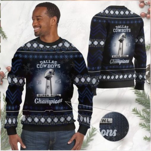 Dallas Cowboys Super Bowl Champions NFL Cup Ugly Christmas Sweater Sweatshirt Party