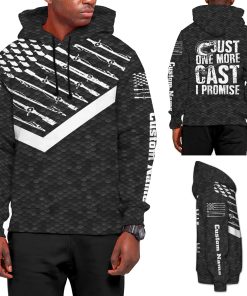 Just One More Cast I Promise Fish Scales Pattern Retro Style Custom Name 3D All Over Print Hoodie Shirt For Fishermenz