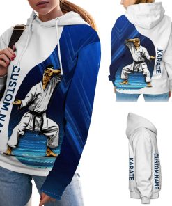 Karate Blue Custom Name 3D All Over Print Hoodie Shirt For Martial Artists And Karate Lovers In Daily Life
