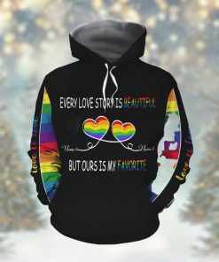 Love Is Love Rainbow Hearts LGBT Custom Names 3D All Over Print Hoodie Shirt For LGBTQ Couples In Pride Month Or Daily Life
