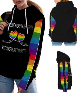 Love Is Love Rainbow Hearts LGBT Custom Names 3D All Over Print Hoodie Shirt For LGBTQ Couples In Pride Month Or Daily Life