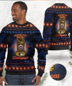 New York Mets World Series Champions MLB Cup Ugly Christmas Sweater Sweatshirt Party