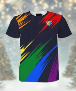 Rainbow Heart LGBT Gay Lesbian Bisexual Transgender 3D All Over Print T Shirt For LGBTQ Community In Pride Month