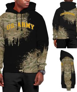 US Army Veteran Camouflage Watercolor Pattern Custom Name 3D All Over Print Hoodie Shirt For American Soldiers On Veteran Day