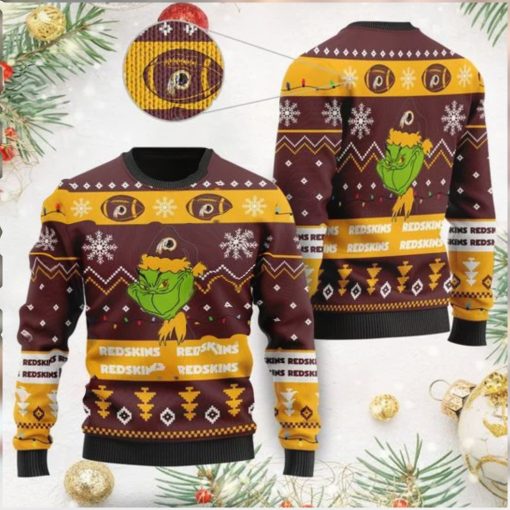 Washington Redskins American NFL Football Team Logo Cute Grinch 3D Men And Women Ugly Sweater Shirt For Sport Lovers On Christmas Days