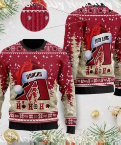 Arizona Diamondbacks Symbol Wearing Santa Claus Hat Ho Ho Ho 3D Custom Name Ugly Christmas Sweater Shirt For MLB American Baseball Fans On Xmas Days