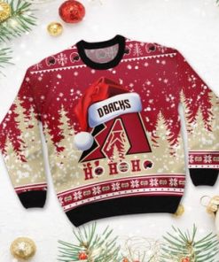 Arizona Diamondbacks Symbol Wearing Santa Claus Hat Ho Ho Ho 3D Custom Name Ugly Christmas Sweater Shirt For MLB American Baseball Fans On Xmas Days1