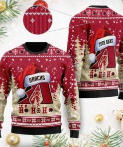 Arizona Diamondbacks Symbol Wearing Santa Claus Hat Ho Ho Ho 3D Custom Name Ugly Christmas Sweater Shirt For MLB American Baseball Fans On Xmas Dayss