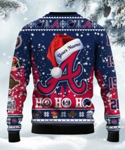 Atlanta Braves 2021 World Series Champions Ho Ho Ho 3D Custom Name Ugly Christmas Sweater Shirt For MLB American Baseball Fans On Xmas Days3