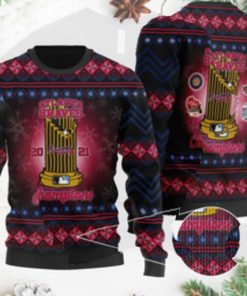 Atlanta Braves 2021 World Series Champions The Commissioner's Trophy Ugly Christmas Sweater Sweatshirt Holiday Party On Xmas Party