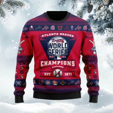 Atlanta Braves 2021 World Series Trophy Christmas Ugly Sweater Shirt