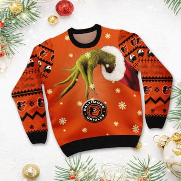 Baltimore Orioles MLB Team Grinch Ugly Christmas Sweater Sweatshirt Holiday Party 2021 Plus Size 2