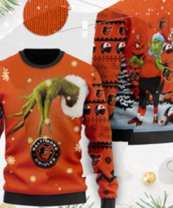 Baltimore Orioles MLB Team Grinch Ugly Christmas Sweater Sweatshirt Holiday Party 2021 Plus Size