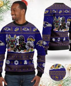 Baltimore RavensI Star Wars Ugly Christmas Sweater Sweatshirt Holiday Party 2021 Plus Size Darth Vader Boba Fett Stormtrooper1