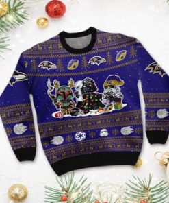 Baltimore RavensI Star Wars Ugly Christmas Sweater Sweatshirt Holiday Party 2021 Plus Size Darth Vader Boba Fett Stormtrooper3