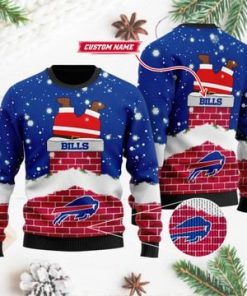 Buffalo Bills NFL Football Team Logo Symbol Santa Claus Custom Name Personalized 3D Ugly Christmas Sweater Shirt For Men And Women On Xmas Dayss